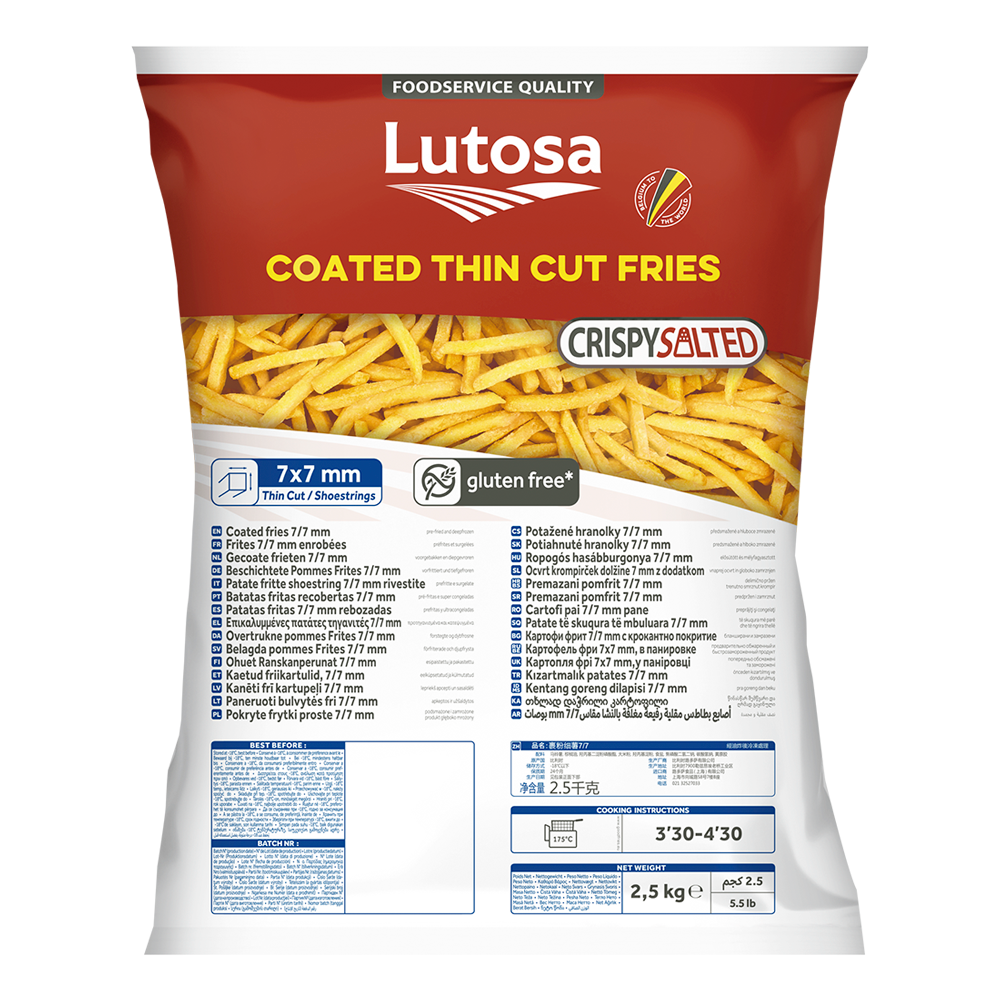 Lutosa Foodservice Coated CRISPYSALTED Thin Cut Fries 2.5KG